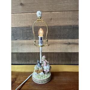 Adorable Woodsong Kids Bunny Girl With Wagon Table Lamp Night Light 13” Tall